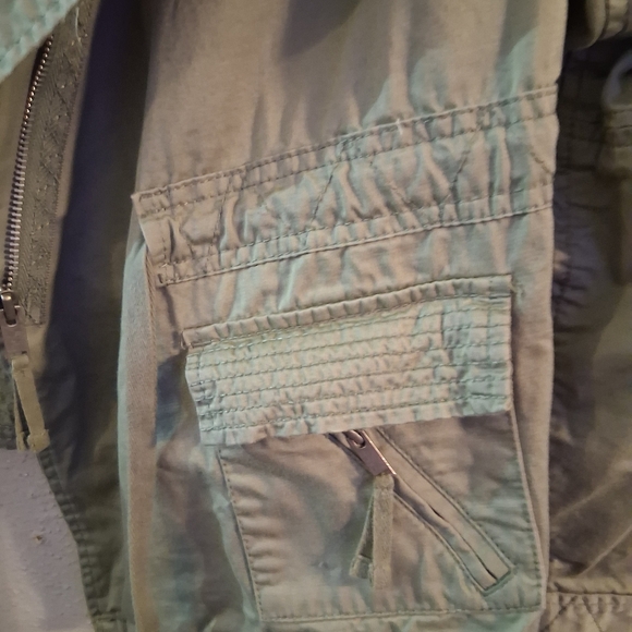 Ann Taylor LOFT Utility Jacket Women’s XS Olive Green Cargo Anorak Zip Front - Picture 4 of 6